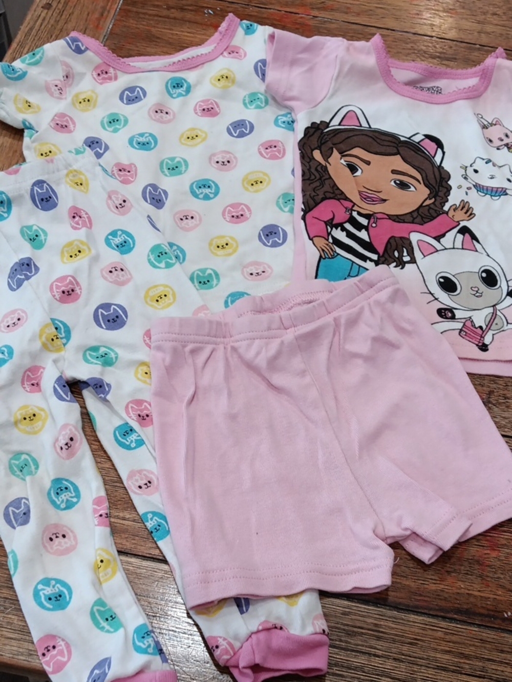 Gabbys Doll House  Kids Pink Character Pajama Set with Printed Tops and Shorts